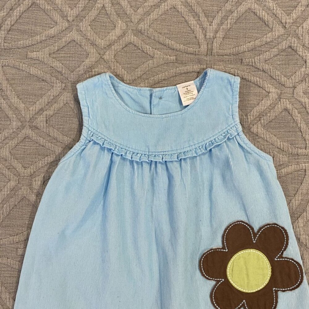 Carter's 9m Light Blue Cord Flower Appliqué Dress - Picture 3 of 7